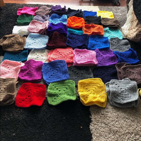 Hand Made Rainbow Granny Square Blanket - Picture 4 of 4